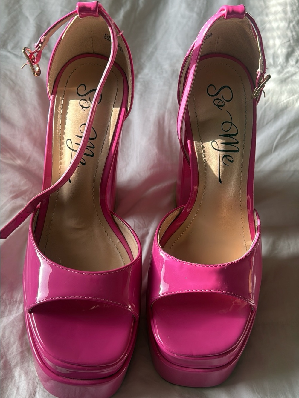 So Me Glenda Hot Pink Patent Platform Heels Size 7.5
